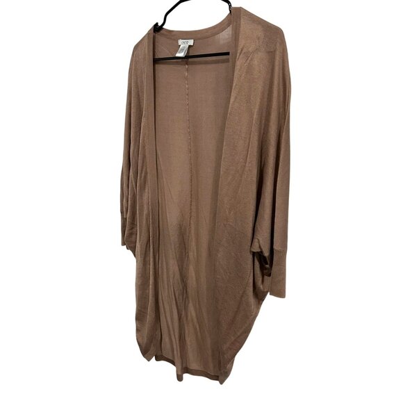 Cache Open Front Long Brown Cardigan Tencel Wool Cashmere Blend Sz Large - Picture 3 of 8